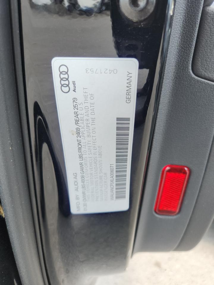2020 Audi A5 Premium VIN: WAUANCF5XLA006071 Lot: 81260385