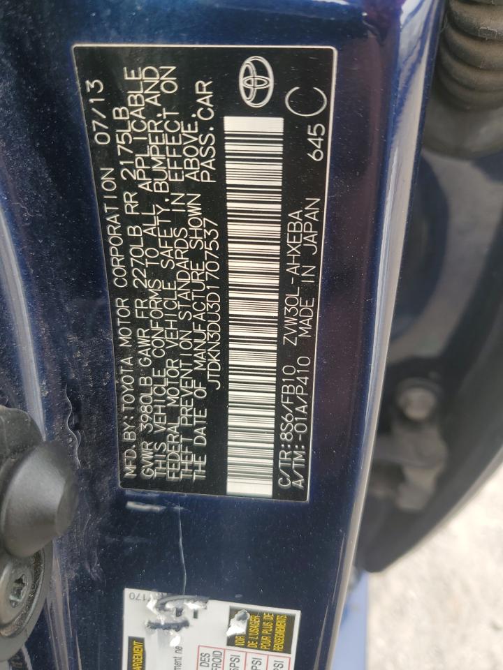 2013 Toyota Prius VIN: JTDKN3DU3D1707537 Lot: 80799145
