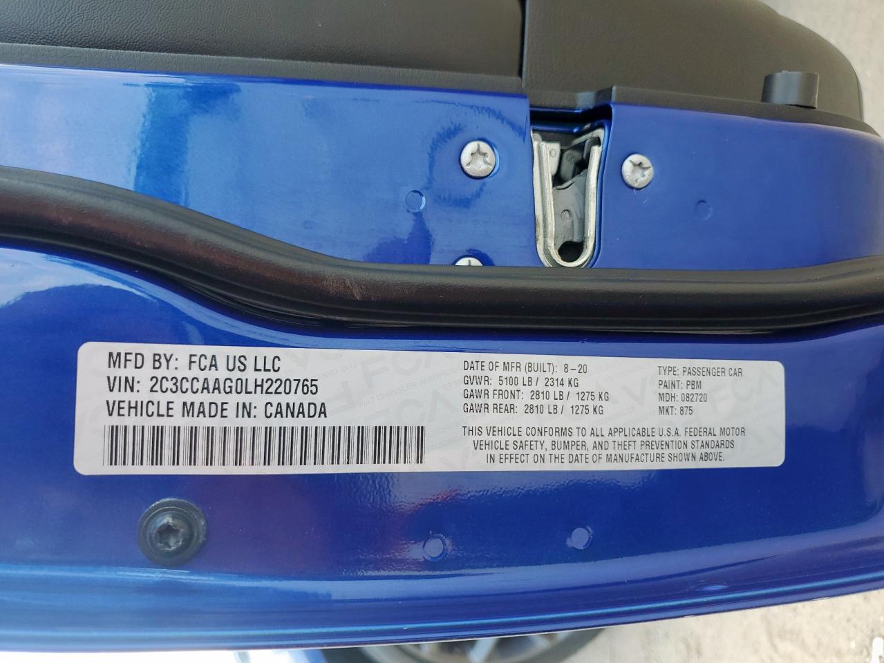 2020 Chrysler 300 Touring VIN: 2C3CCAAG0LH220765 Lot: 80552775