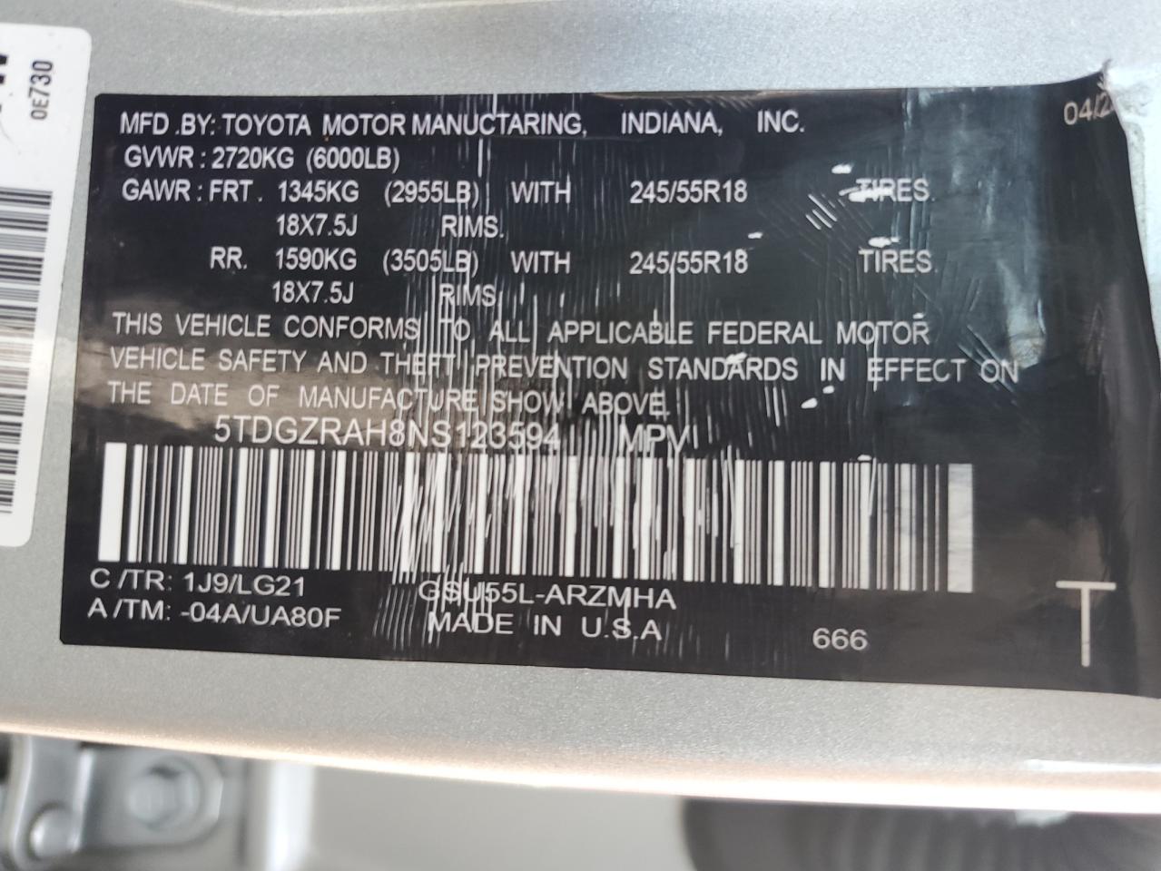 2021 Toyota Highlander Xle VIN: 5TDGZRBH7MS558099 Lot: 84017035