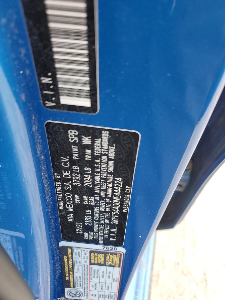 2022 Kia Forte Gt Line VIN: 3KPF54AD0NE444224 Lot: 81789925