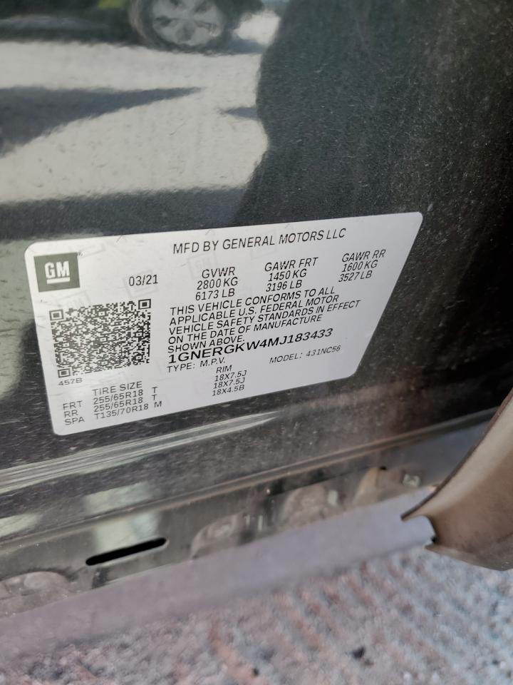 2021 Chevrolet Traverse Lt VIN: 1GNERGKW4MJ183433 Lot: 80176765