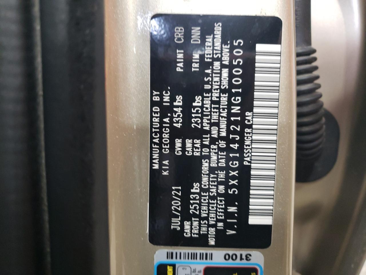 2022 Kia K5 Lxs VIN: 5XXG14J21NG100505 Lot: 84213025