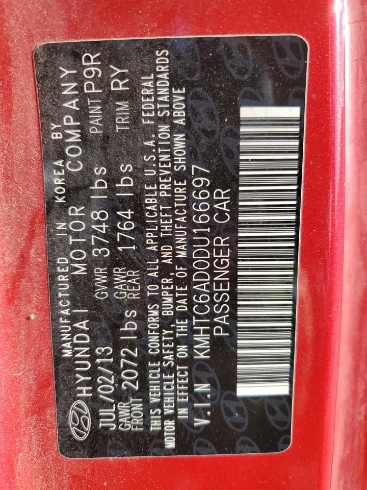 2013 Hyundai Veloster VIN: KMHTC6AD0DU166697 Lot: 71646805