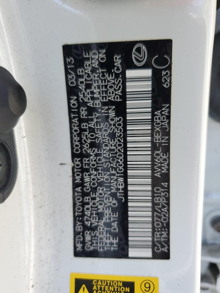 2013 Lexus Es 300H VIN: JTHBW1GG6D2023503 Lot: 71226355