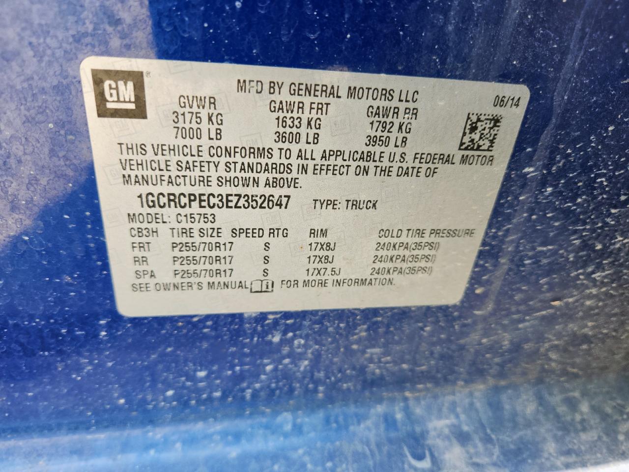 2014 Chevrolet Silverado C1500 VIN: 1GCRCPEC3EZ352647 Lot: 80332065