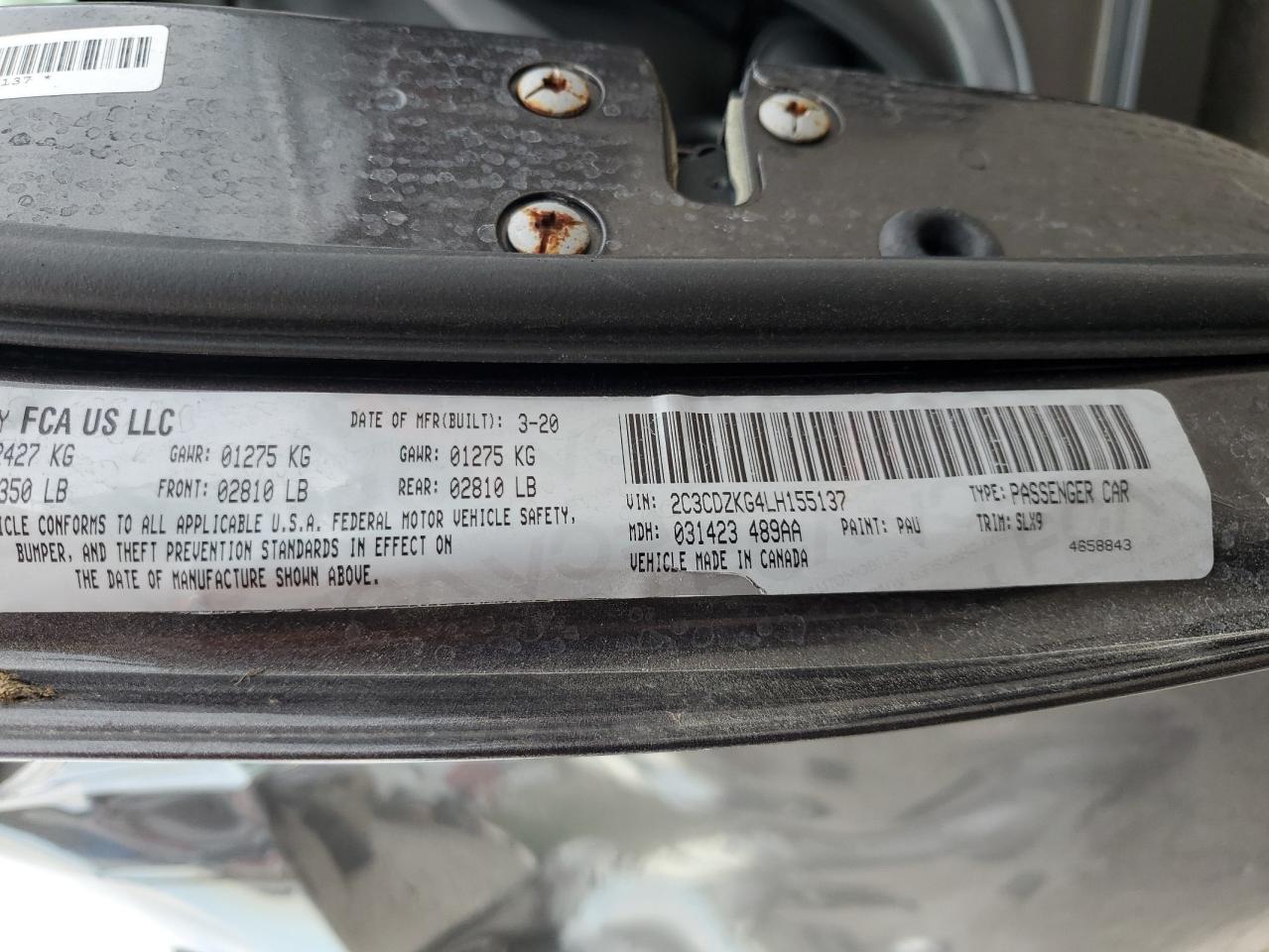 2020 Dodge Challenger Gt VIN: 2C3CDZKG4LH155137 Lot: 80177845