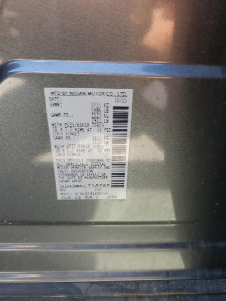 2015 Nissan Pathfinder S VIN: 5N1AR2MM4FC718785 Lot: 81124395