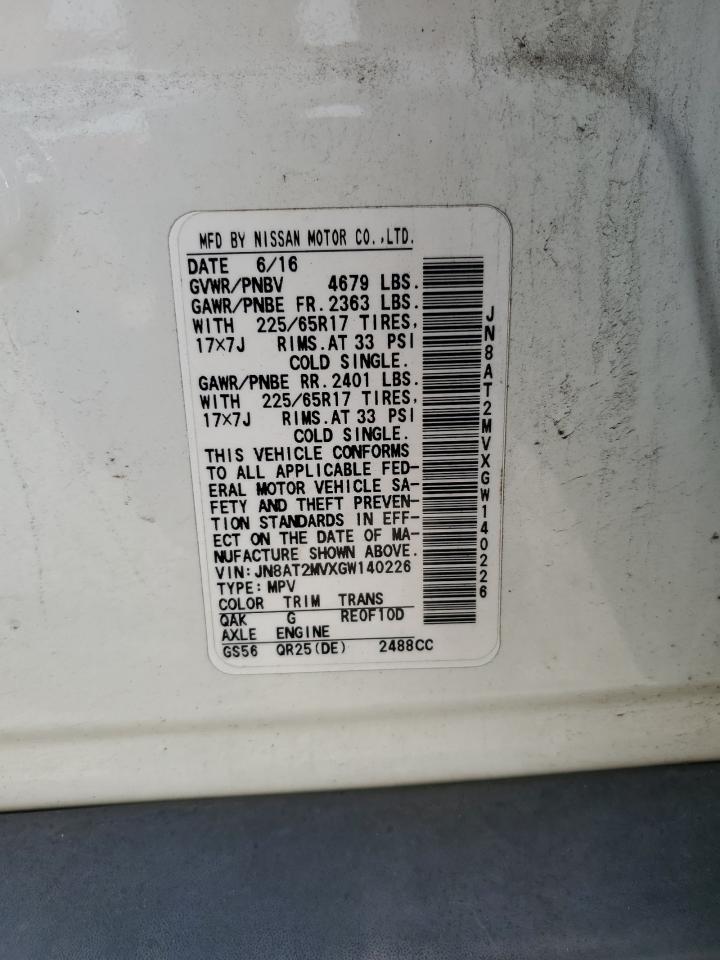 2016 Nissan Rogue S VIN: JN8AT2MVXGW140226 Lot: 84703525