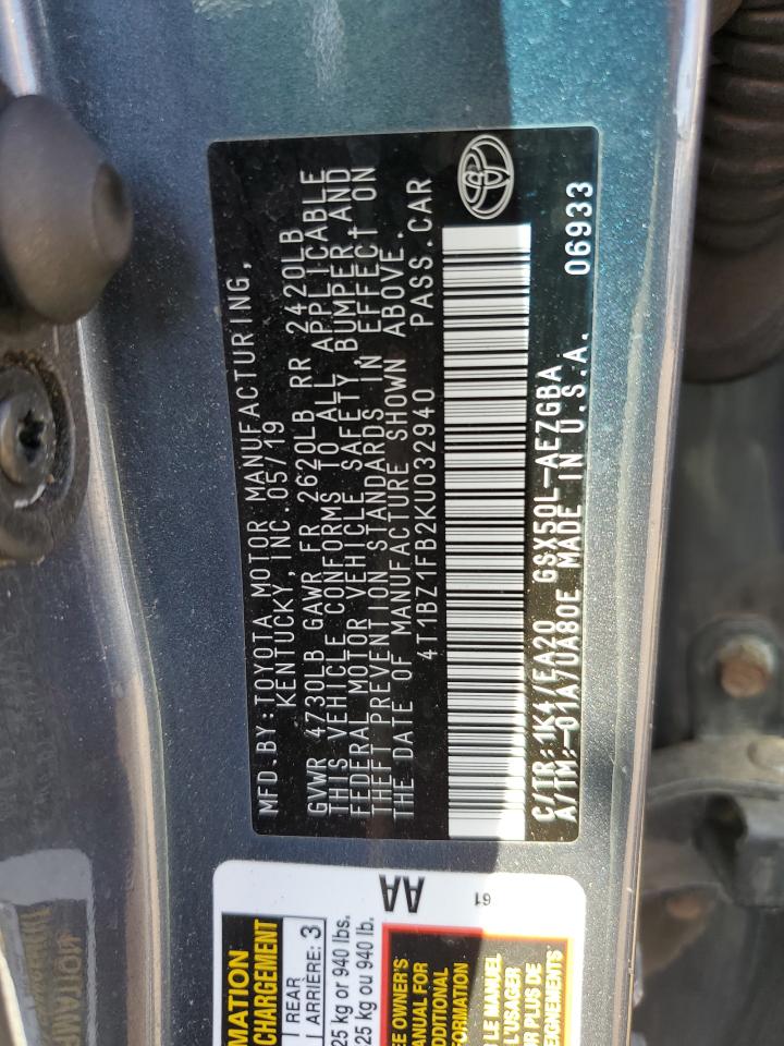 2019 Toyota Avalon Xle VIN: 4T1BZ1FB2KU032940 Lot: 84277415