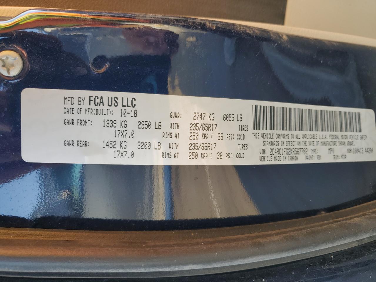 2019 Chrysler Pacifica Touring Plus VIN: 2C4RC1FG2KR567702 Lot: 71905195