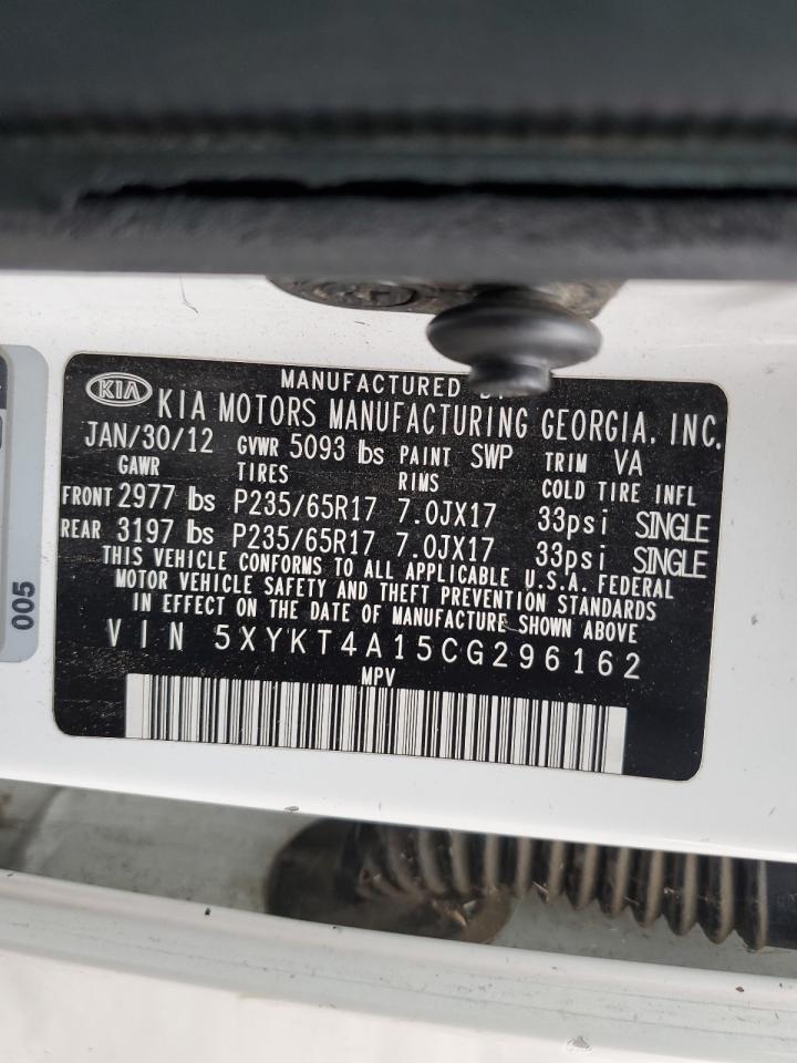 2012 Kia Sorento Base VIN: 5XYKT4A15CG296162 Lot: 83857865