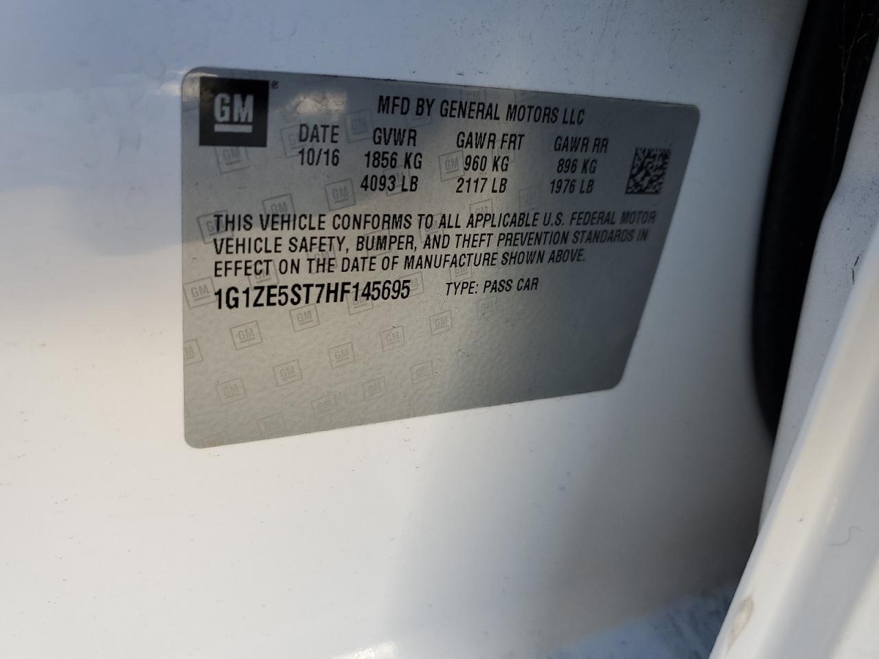 2017 Chevrolet Malibu Lt VIN: 1G1ZE5ST7HF145695 Lot: 81714525