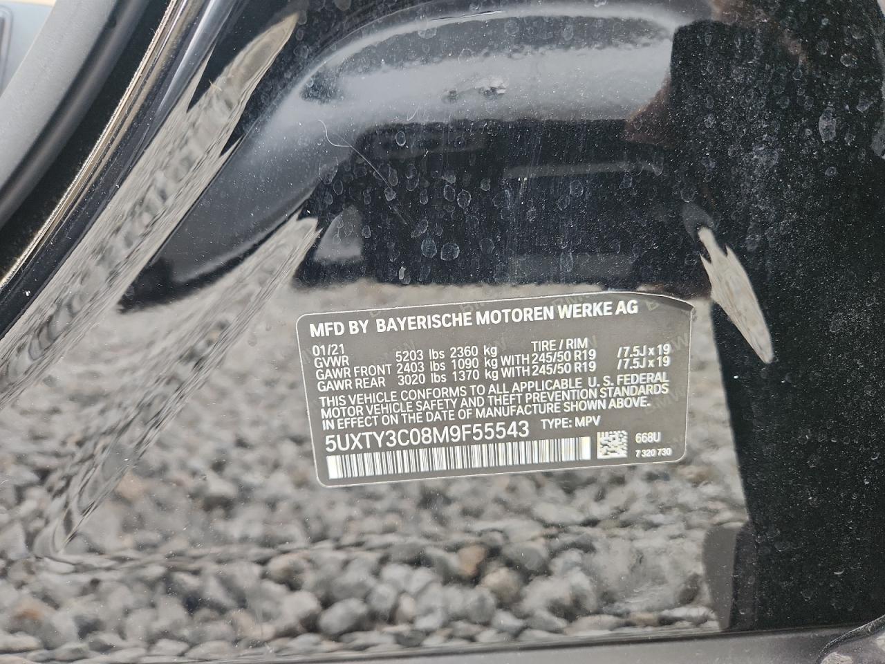 2021 BMW X3 Sdrive30I VIN: 5UXTY3C08M9F55543 Lot: 81847295