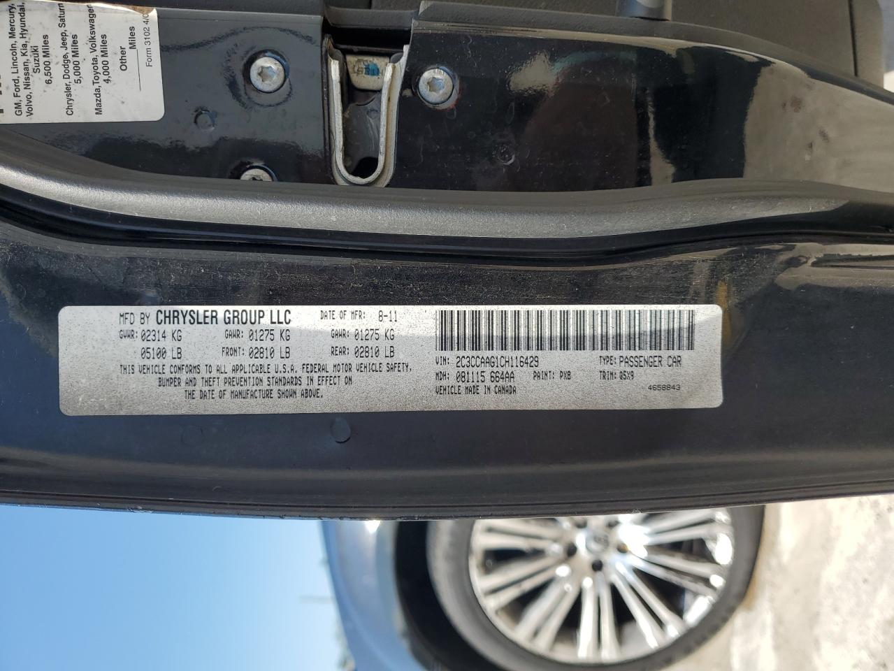 2012 Chrysler 300 VIN: 2C3CCAAG1CH116429 Lot: 83935145