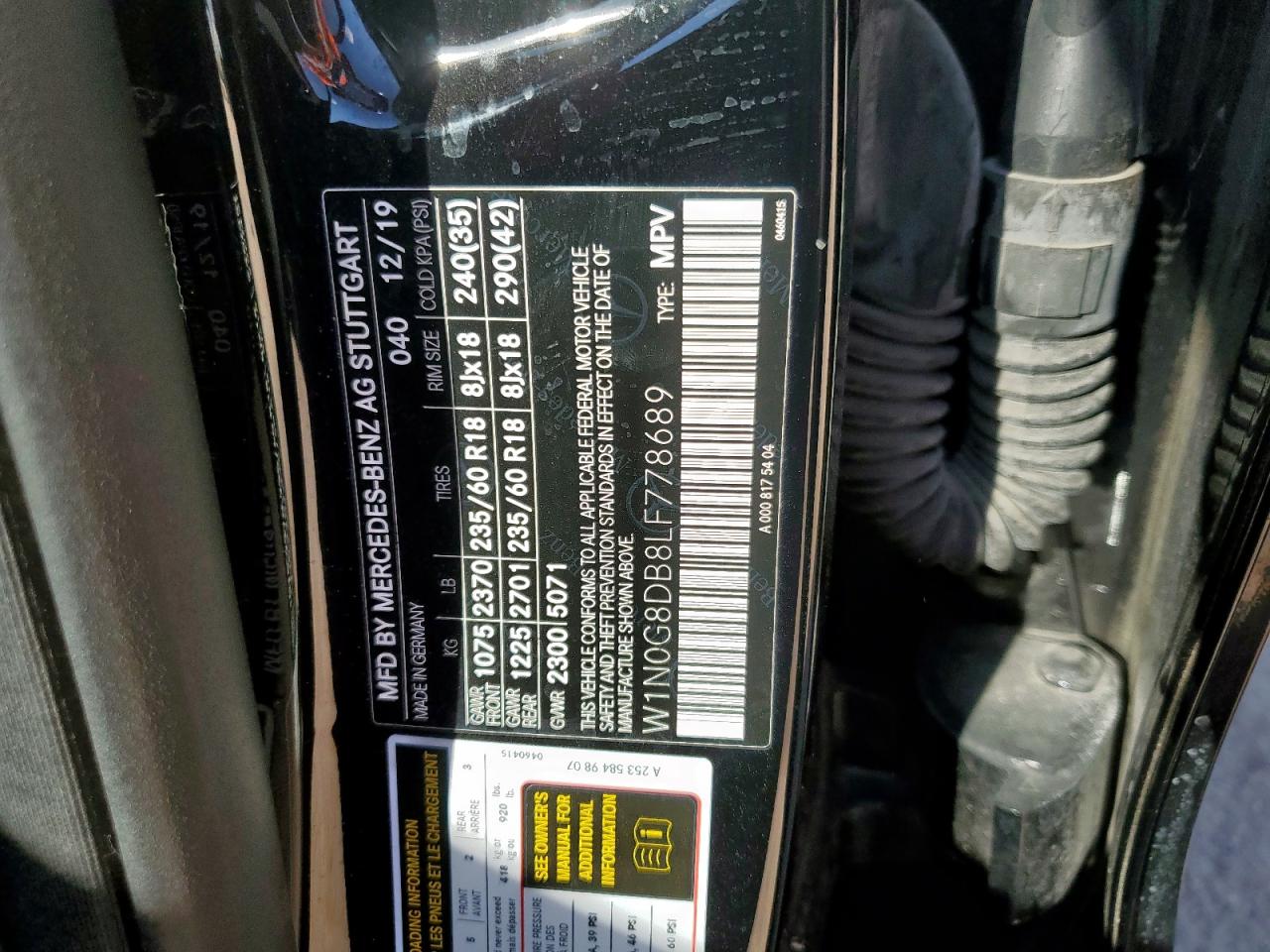 2020 Mercedes-Benz Glc 300 VIN: W1N0G8DB8LF778689 Lot: 81187715