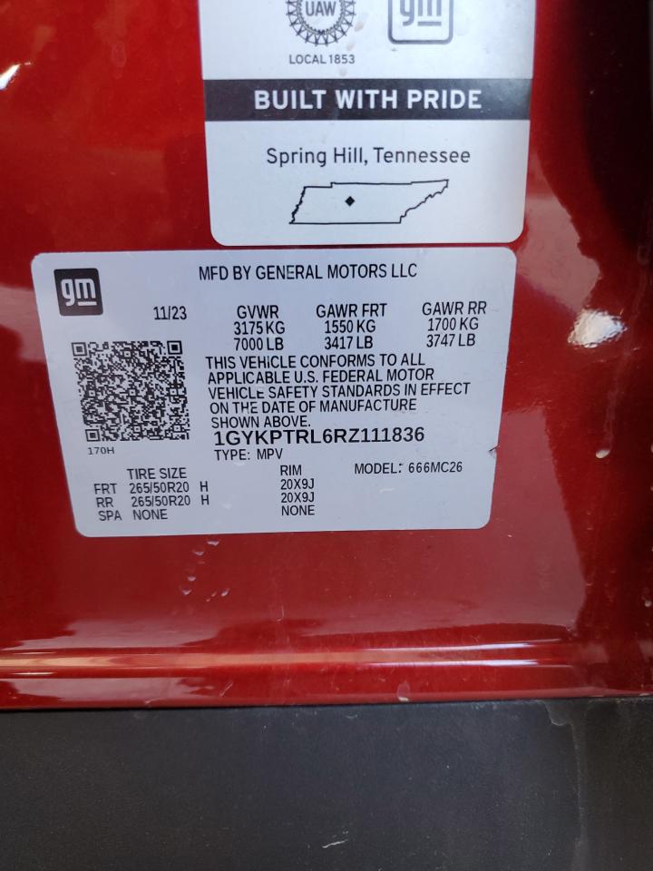 2024 Cadillac Lyriq Sport VIN: 1GYKPTRL6RZ111836 Lot: 71922135