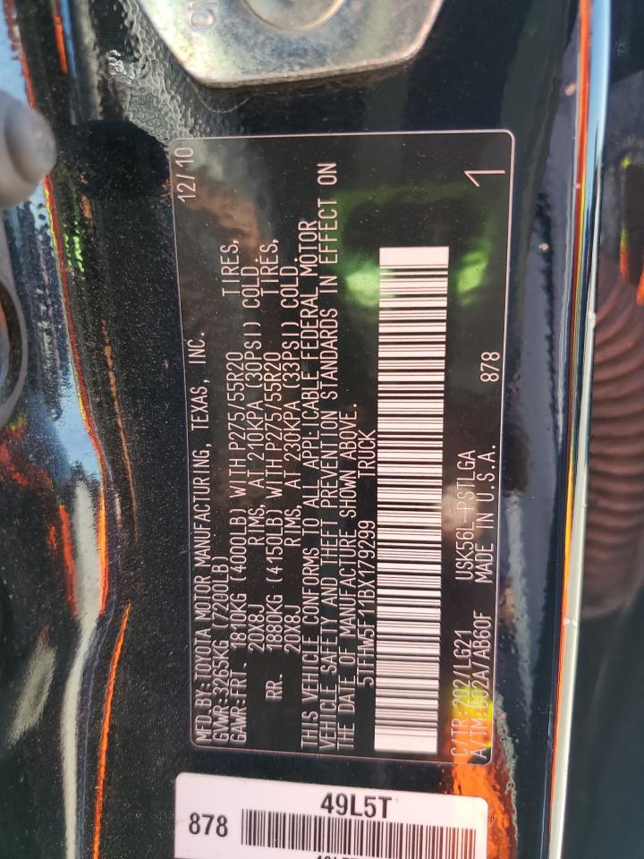 2011 Toyota Tundra Crewmax Limited VIN: 5TFHW5F11BX179299 Lot: 71971095