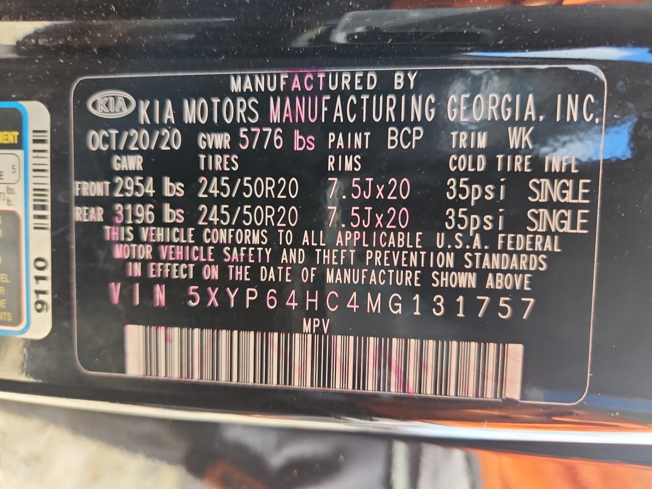 2021 Kia Telluride S VIN: 5XYP64HC4MG131757 Lot: 71690865