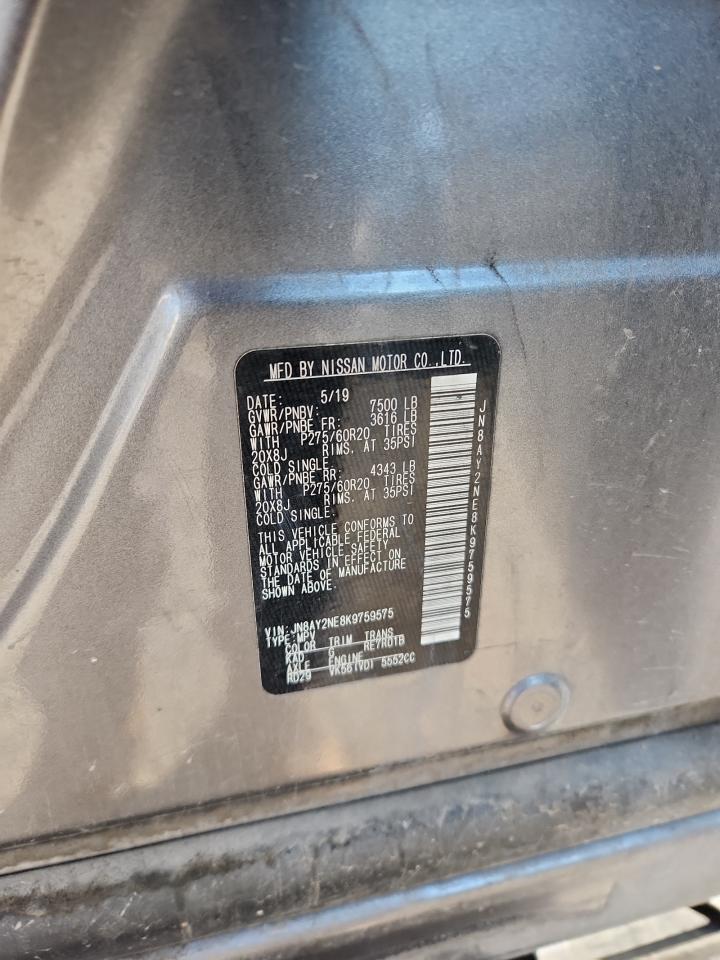 2019 Nissan Armada Platinum VIN: JN8AY2NE8K9759575 Lot: 71257125