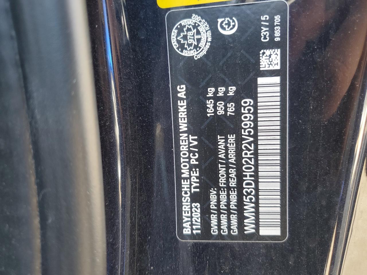 2024 Mini Cooper S VIN: WMW53DH02R2V59959 Lot: 80430385