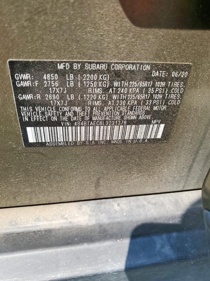 2020 Subaru Outback Premium VIN: 4S4BTAEC8L3231378 Lot: 81522685