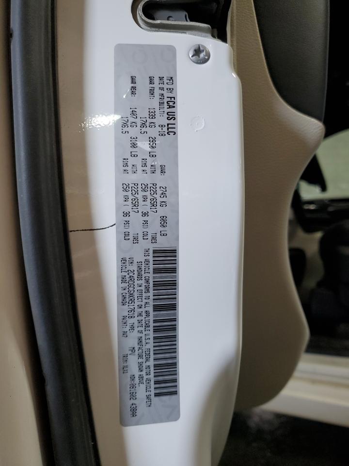2019 Dodge Grand Caravan Sxt VIN: 2C4RDGCGXKR517618 Lot: 71681425