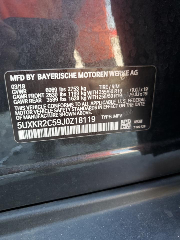 2018 BMW X5 Sdrive35I VIN: 5UXKR2C59J0Z18119 Lot: 80495345