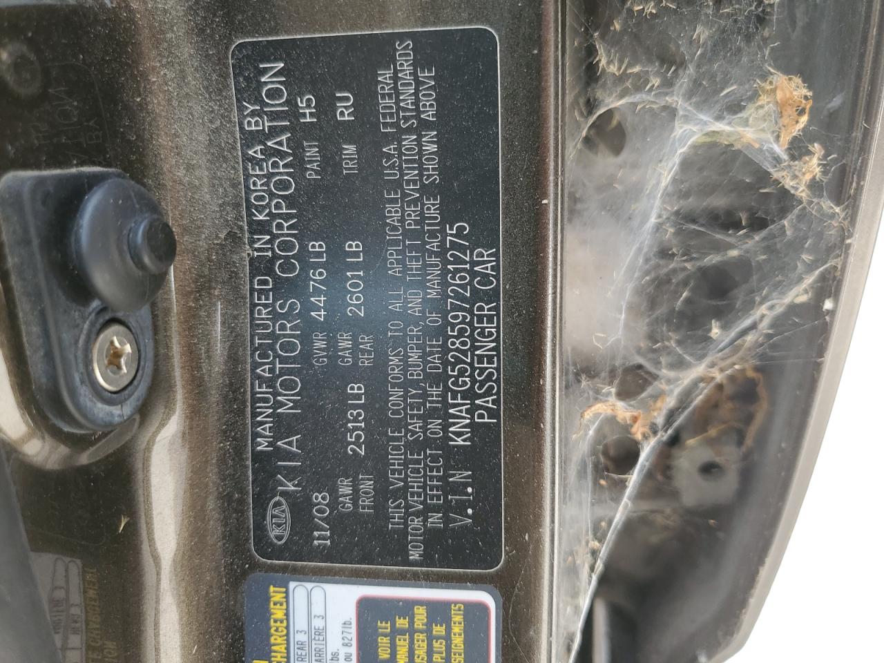 2009 Kia Rondo Base VIN: KNAFG528597261275 Lot: 80764265