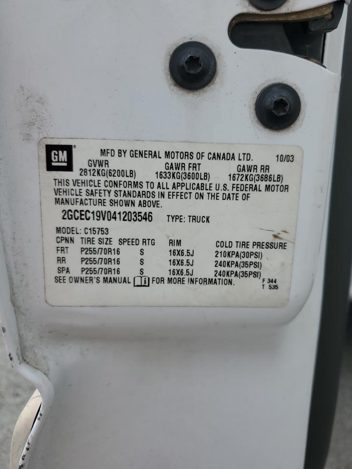 2004 Chevrolet Silverado C1500 VIN: 2GCEC19V041203546 Lot: 80178525