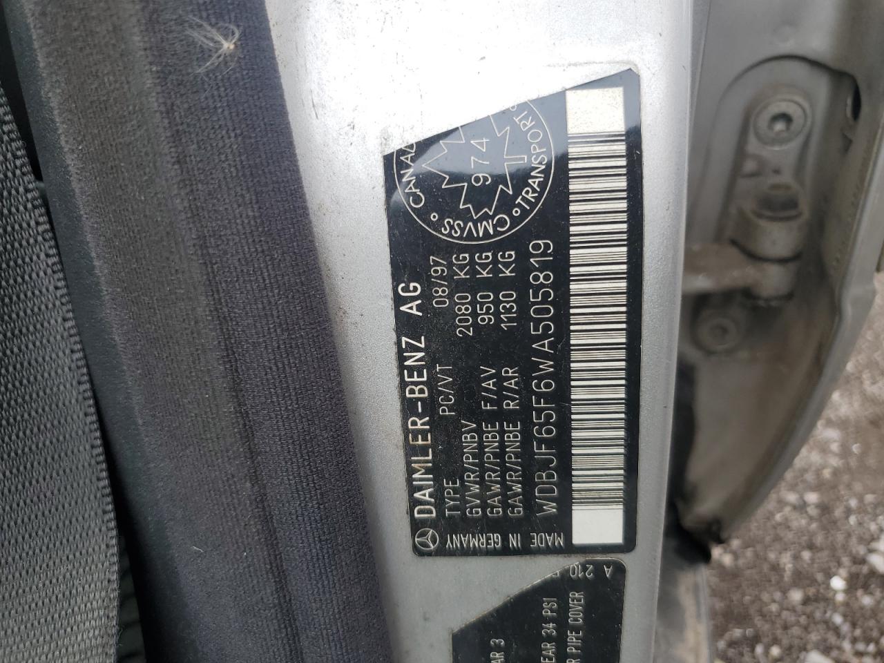 1998 Mercury E320 VIN: WD8JF65F6WA505819 Lot: 81461015