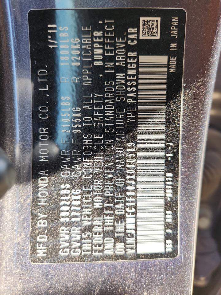 2018 Honda Civic Ex VIN: JHMFC1F80JX000589 Lot: 80110275