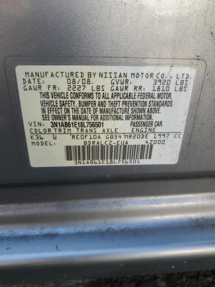 2008 Nissan Sentra 2.0 VIN: 3N1AB61E18L756501 Lot: 81142535