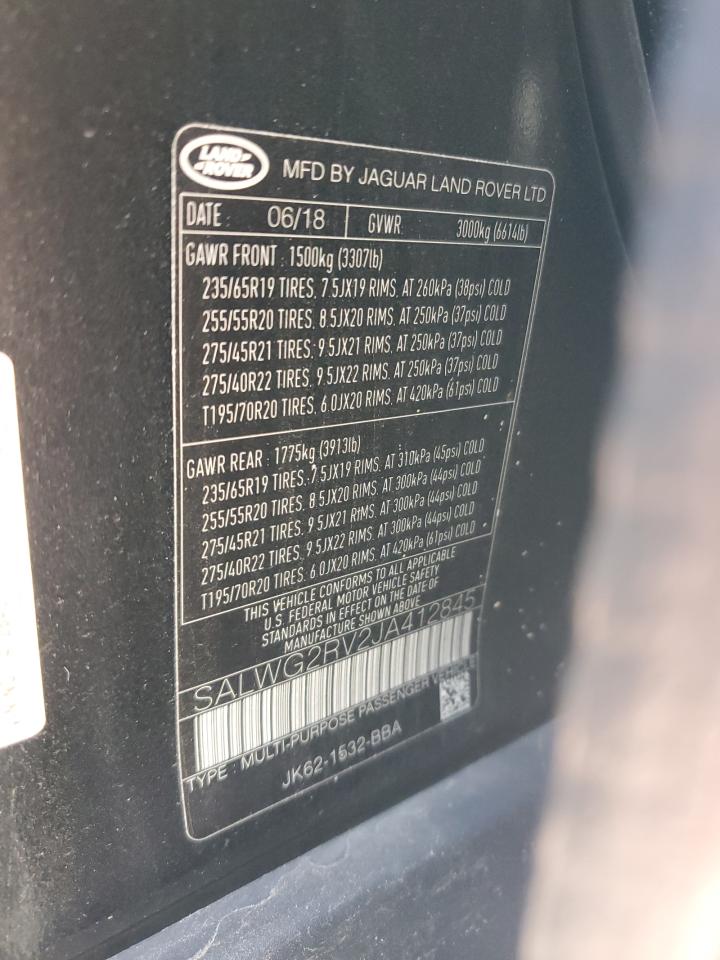 2018 Land Rover Range Rover Sport Se VIN: SALWG2RV2JA412845 Lot: 71853435