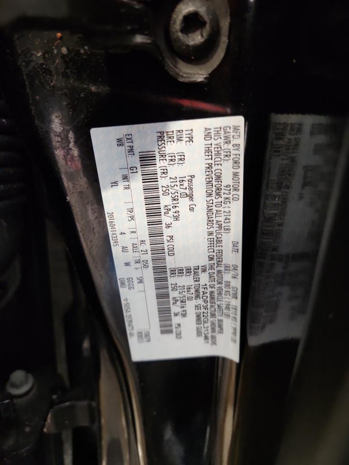 2016 Ford Focus Se VIN: 1FADP3F22GL313461 Lot: 81007815