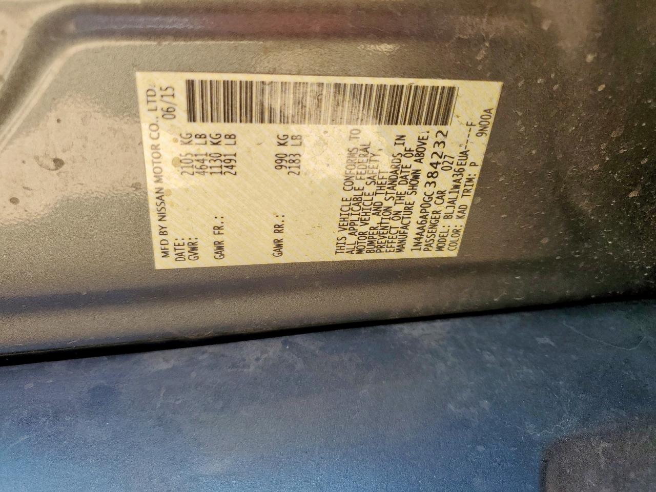 2016 Nissan Maxima 3.5S VIN: 1N4AA6AP0GC384232 Lot: 80859205