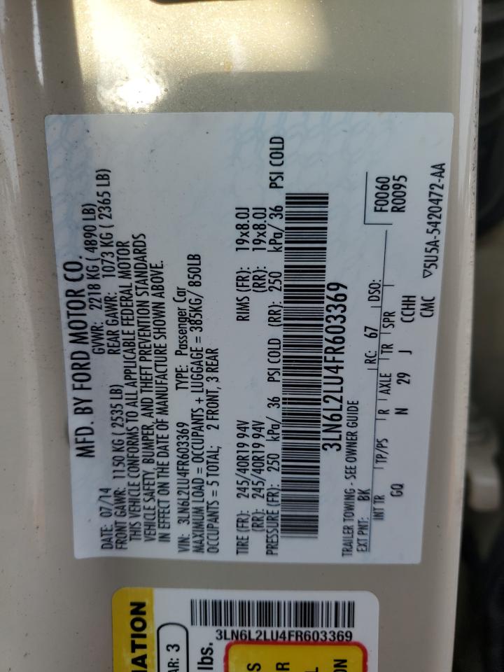 2015 Lincoln Mkz Hybrid VIN: 3LN6L2LU4FR603369 Lot: 71802825