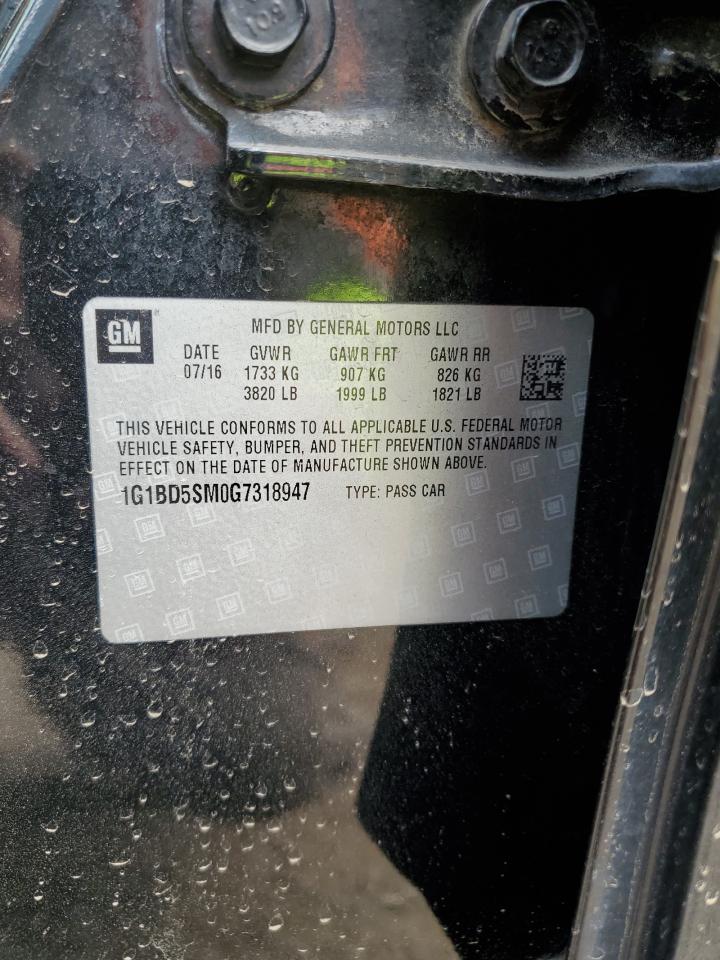 2016 Chevrolet Cruze Lt VIN: 1G1BD5SM0G7318947 Lot: 71480005