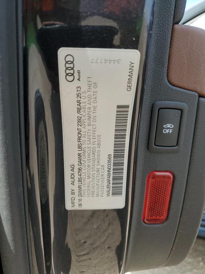 2017 Audi A4 Premium Plus VIN: WAUENAF46HN033569 Lot: 80101055