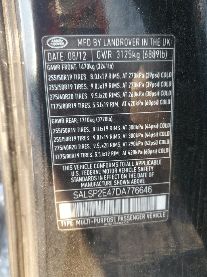 2013 Land Rover Range Rover Sport Autobiography VIN: SALSP2E47DA776646 Lot: 81462805