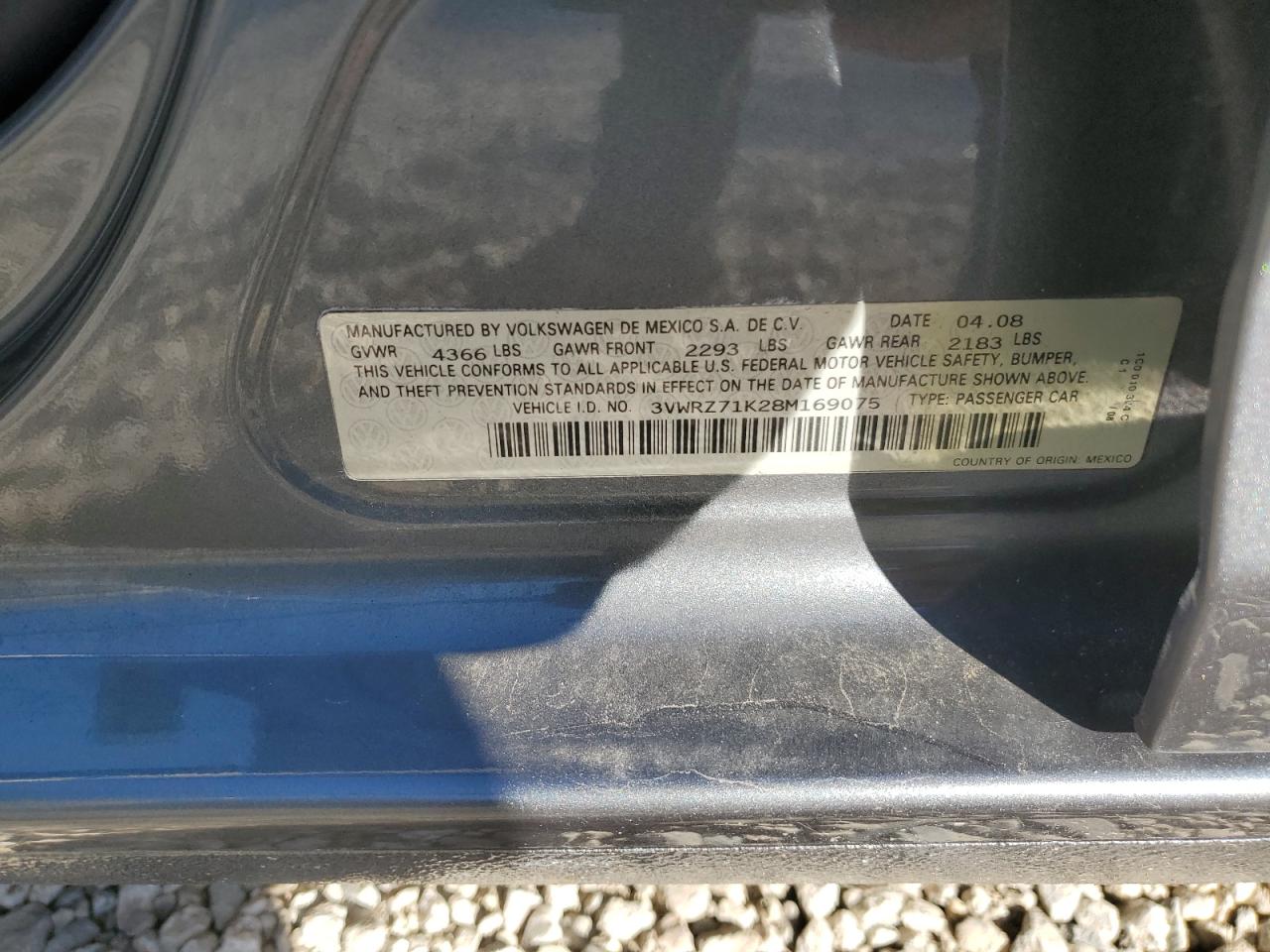 2008 Volkswagen Jetta Se VIN: 3VWRZ71K28M169075 Lot: 84863305