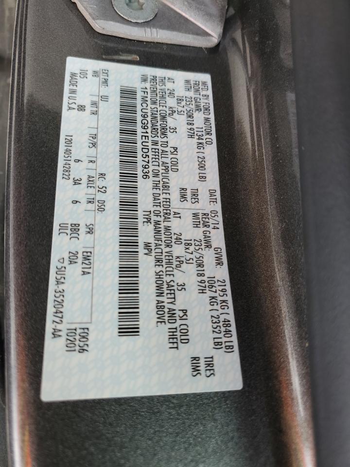 2014 Ford Escape Se VIN: 1FMCU9G91EUD57936 Lot: 82145895