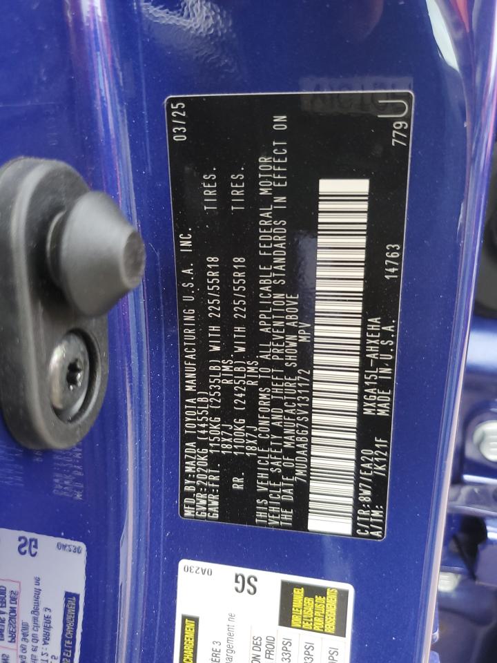 2025 Toyota Corolla Cross Xle VIN: 7MUDAABG7SV131172 Lot: 81203495