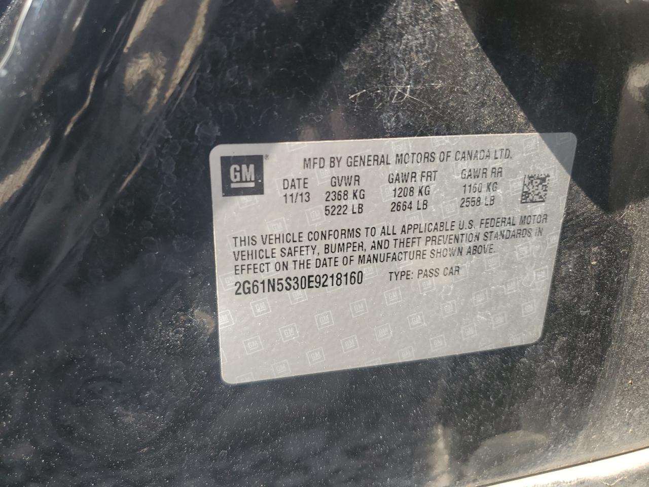 2014 Cadillac Xts Luxury Collection VIN: 2G61N5S30E9218160 Lot: 81036385