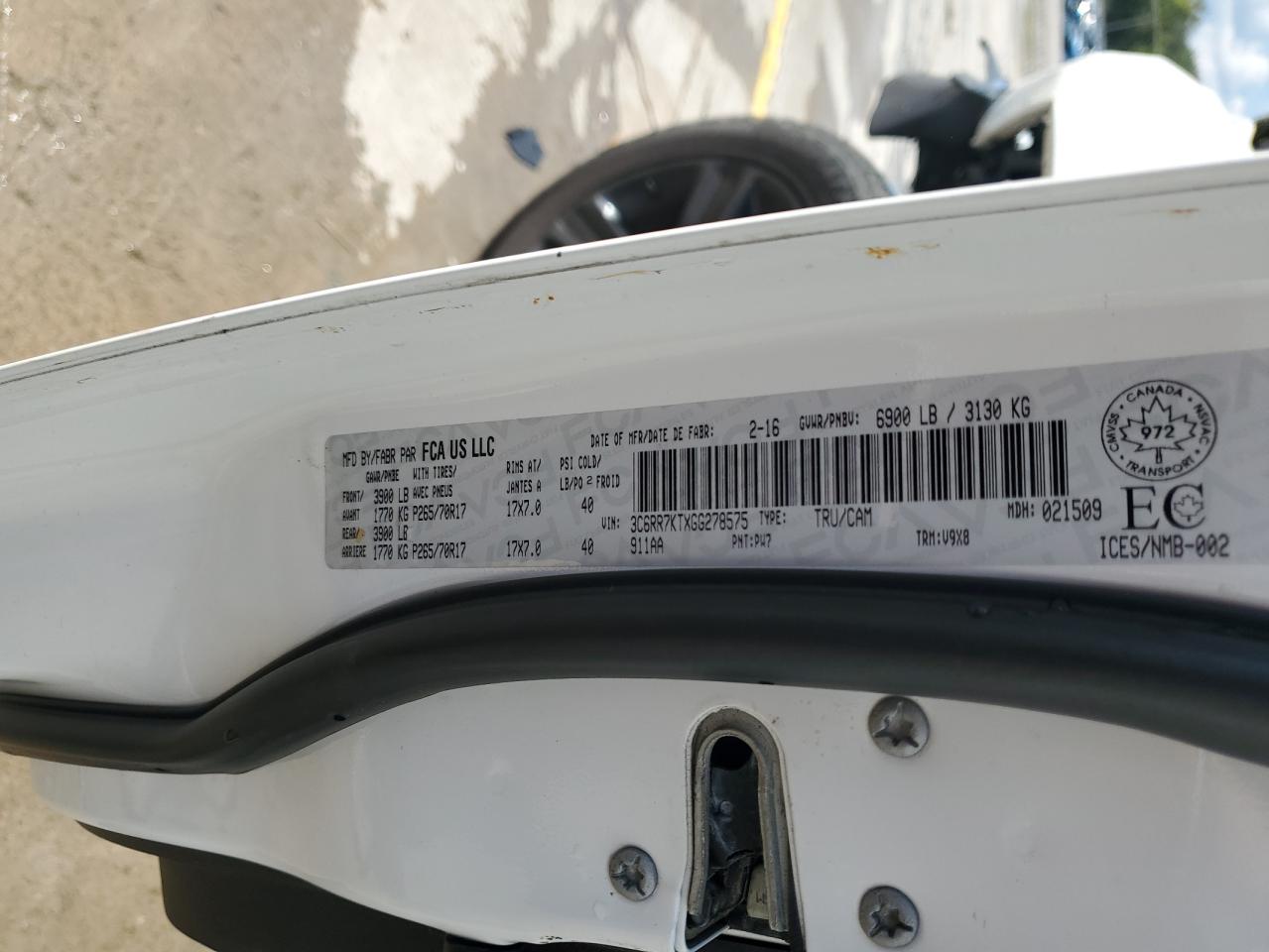 2016 Ram 1500 St VIN: 3C6RR7KTXGG278575 Lot: 83975825