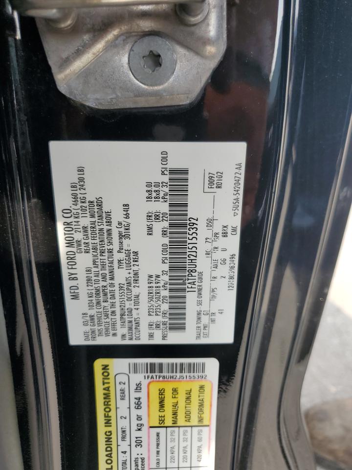 2018 Ford Mustang VIN: 1FATP8UH2J5155392 Lot: 82070015