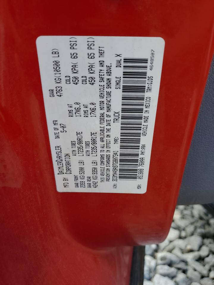 2007 Dodge Ram 3500 VIN: 3D3MX49A97G807341 Lot: 84407105