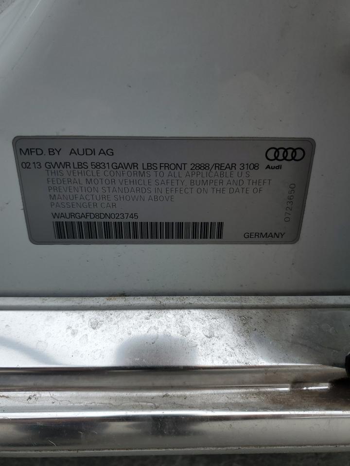 2013 Audi A8 L Quattro VIN: WAURGAFD8DN023745 Lot: 84013505