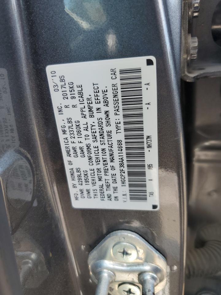 2010 Honda Accord Lx VIN: 1HGCP2F38AA114668 Lot: 84266715