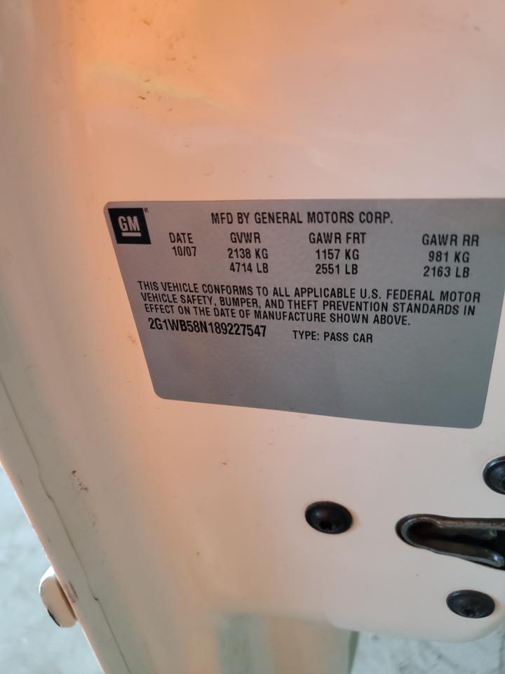 2008 Chevrolet Impala Ls VIN: 2G1WB58N189227547 Lot: 80345485